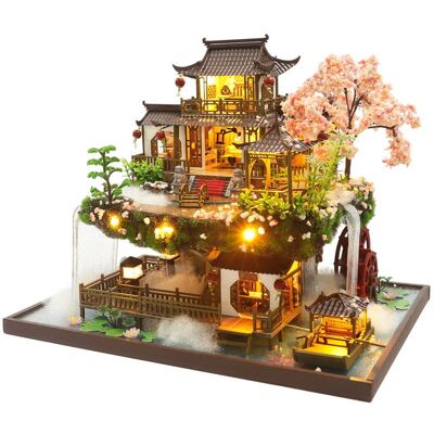 HABARRI Składany miniaturowy model DIY Drewno LED - Wodospady białego obłoku HABARRI Składany miniaturowy model DIY Drewno LED - Wodospady białego obłoku