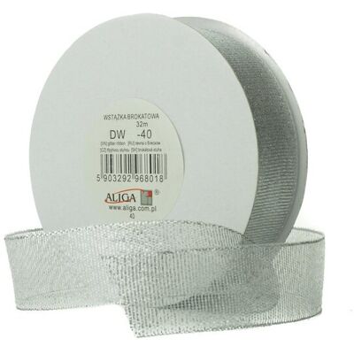 Aliga Srebrna wstążka brokatowa 25mm x 32m - Doskonała do dekoracji wnętrz Aliga Srebrna wstążka brokatowa 25mm x 32m - Doskonała do dekoracji wnętrz