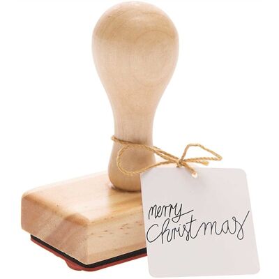 Rico Design GmbG & Co. KG Stempel drewniany z uchwytem, Merry Christmas, 70x40 cm Rico Design GmbG & Co. KG Stempel drewniany z uchwytem, Merry Christmas, 70x40 cm