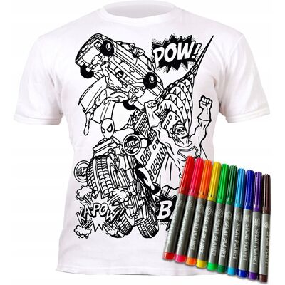 Splat Planet SUPERHERO Koszulka do Malowania T-shirt + 10 zmywalne markery 5-6 lat Splat Planet SUPERHERO Koszulka do Malowania T-shirt + 10 zmywalne markery 5-6 lat
