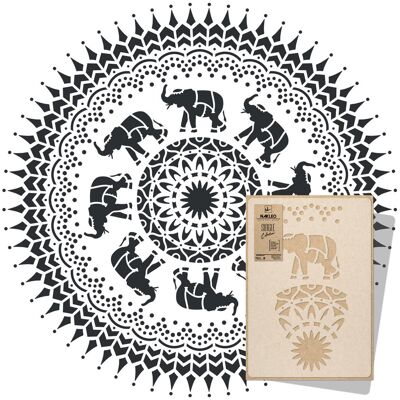 ART - Mandala – Słonie - Średnica 220 cm - Szablon malarski ART - Mandala – Słonie - Średnica 220 cm - Szablon malarski