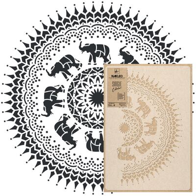 nakleo Szablon Malarski Wielokrotny // Mandala – Słonie // Średnica 89Cm nakleo Szablon Malarski Wielokrotny // Mandala – Słonie // Średnica 89Cm
