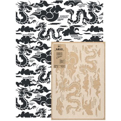 nakleo Szablon Malarski Wielokrotny Powtarzalny // Dragons Chinoiserie nakleo Szablon Malarski Wielokrotny Powtarzalny // Dragons Chinoiserie