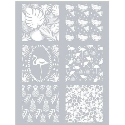 Graine Créative Szablon pasty polimerowej Tropical - 11,4 x 15,3 cm - Szablon Graine Créative Szablon pasty polimerowej Tropical - 11,4 x 15,3 cm - Szablon