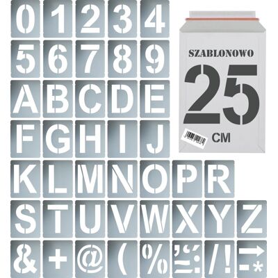 Naklejkolandia Szablony malarskie wielorazowe alfabet Litery i Cyfry 25 cm Zestaw 43 szt. Naklejkolandia Szablony malarskie wielorazowe alfabet Litery i Cyfry 25 cm Zestaw 43 szt.
