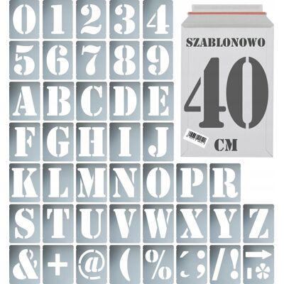 Naklejkolandia Szablony malarskie wielorazowe alfabet Litery i Cyfry 40 cm Komplet 43 szt. Naklejkolandia Szablony malarskie wielorazowe alfabet Litery i Cyfry 40 cm Komplet 43 szt.