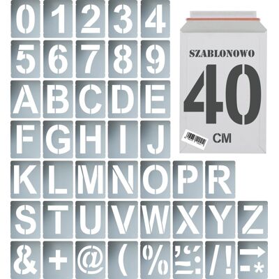 Naklejkolandia Szablony malarskie wielorazowe alfabet Litery i Cyfry 40 cm Zestaw 43 szt. Naklejkolandia Szablony malarskie wielorazowe alfabet Litery i Cyfry 40 cm Zestaw 43 szt.
