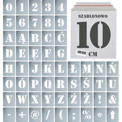 Naklejkolandia Szablony malarskie wielorazowe Litery Cyfry 10 cm komplet 56szt. Naklejkolandia Szablony malarskie wielorazowe Litery Cyfry 10 cm komplet 56szt.