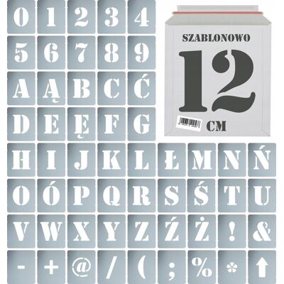 Naklejkolandia Szablony malarskie wielorazowe Litery Cyfry 12 cm komplet 56szt. Naklejkolandia Szablony malarskie wielorazowe Litery Cyfry 12 cm komplet 56szt.