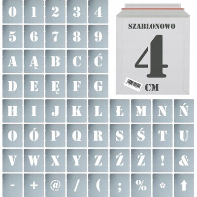 Naklejkolandia Szablony malarskie wielorazowe Litery Cyfry 4 cm komplet 56szt. Naklejkolandia Szablony malarskie wielorazowe Litery Cyfry 4 cm komplet 56szt.