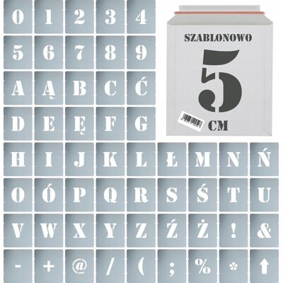 Naklejkolandia Szablony malarskie wielorazowe Litery Cyfry 5 cm komplet 56szt. Naklejkolandia Szablony malarskie wielorazowe Litery Cyfry 5 cm komplet 56szt.