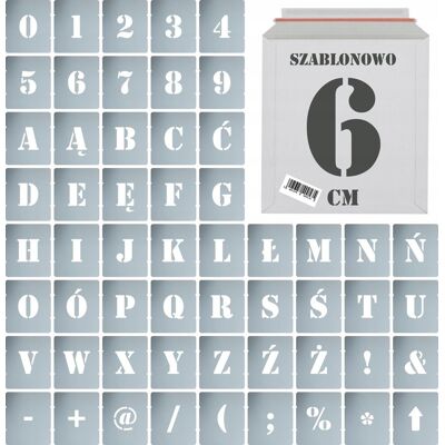 Naklejkolandia Szablony malarskie wielorazowe Litery Cyfry 6 cm komplet 56szt. Naklejkolandia Szablony malarskie wielorazowe Litery Cyfry 6 cm komplet 56szt.