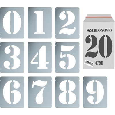 Naklejkolandia Szablony malarskie wielorazowe zestaw cyfr do malowania Cyfry 20 cm komplet 10szt. Naklejkolandia Szablony malarskie wielorazowe zestaw cyfr do malowania Cyfry 20 cm komplet 10szt.