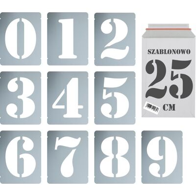 Naklejkolandia Szablony malarskie wielorazowe zestaw cyfr do malowania Cyfry 25 cm komplet 10szt. Naklejkolandia Szablony malarskie wielorazowe zestaw cyfr do malowania Cyfry 25 cm komplet 10szt.