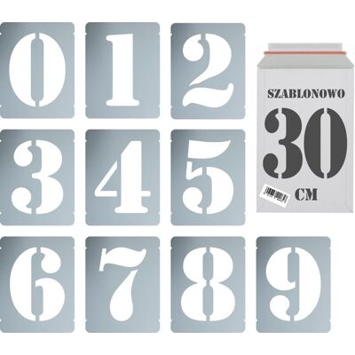 Naklejkolandia Szablony malarskie wielorazowe zestaw cyfr do malowania Cyfry 30 cm komplet 10szt. Naklejkolandia Szablony malarskie wielorazowe zestaw cyfr do malowania Cyfry 30 cm komplet 10szt.