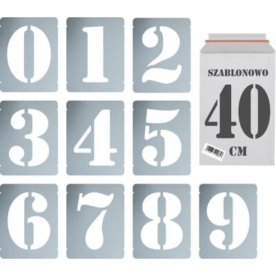 Naklejkolandia Szablony malarskie wielorazowe zestaw cyfr do malowania Cyfry 40 cm komplet 10szt. Naklejkolandia Szablony malarskie wielorazowe zestaw cyfr do malowania Cyfry 40 cm komplet 10szt.