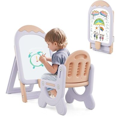 COSTWAY Tablica do rysowania Sztaluga dla dzieci z krzesłem COSTWAY Tablica do rysowania Sztaluga dla dzieci z krzesłem
