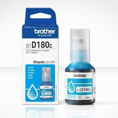Tusz butelkowy - Brother - BTD180C - Cyan - 5000 stron - Jednostka - Standard Tusz butelkowy - Brother - BTD180C - Cyan - 5000 stron - Jednostka - Standard