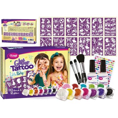 TyToo GlitzParty zestaw brokatowych tatuaży dla dzieci, szablony i kolory brokatu, przyjazny dla skóry, wodoodporny, testowany dermatologicznie, zes.. TyToo GlitzParty zestaw brokatowych tatuaży dla dzieci, szablony i kolory brokatu, przyjazny dla skóry, wodoodporny, testowany dermatologicznie, zes..
