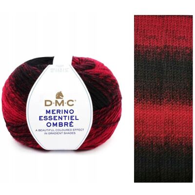 włóczka DMC MERINO ESSENTIALE OMBRE kol.1001 czerwono-czarny włóczka DMC MERINO ESSENTIALE OMBRE kol.1001 czerwono-czarny