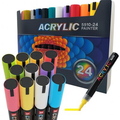 Allbag WODOODPORNE MARKERY AKRYLOWE 24 KOLORY do SZKŁA DREWNA KAMIENI WODOODPORNE Allbag WODOODPORNE MARKERY AKRYLOWE 24 KOLORY do SZKŁA DREWNA KAMIENI WODOODPORNE