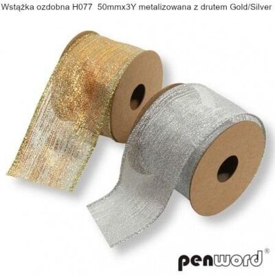 Penword - Metalizowana wstążka z drutem - 5x274 cm - Ribbon Penword - Metalizowana wstążka z drutem - 5x274 cm - Ribbon