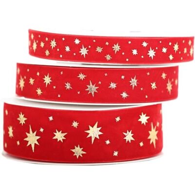 Pogotowie Florystyczno-Ślubne Wstążka velvetowa w gwiazdki, 38mm/9mb, czerwona - VLG38-050 Pogotowie Florystyczno-Ślubne Wstążka velvetowa w gwiazdki, 38mm/9mb, czerwona - VLG38-050