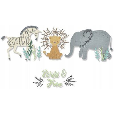 WYKROJNIK do papieru Sizzix Framelits + STEMPEL - Floral Safari zwierzęta WYKROJNIK do papieru Sizzix Framelits + STEMPEL - Floral Safari zwierzęta