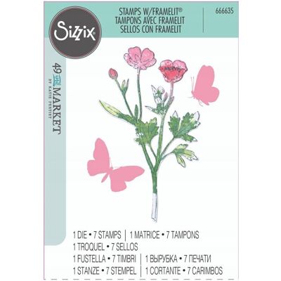 Sizzix Painted Pencil Botanical - Zestaw do wycinania i stempli Sizzix Painted Pencil Botanical - Zestaw do wycinania i stempli