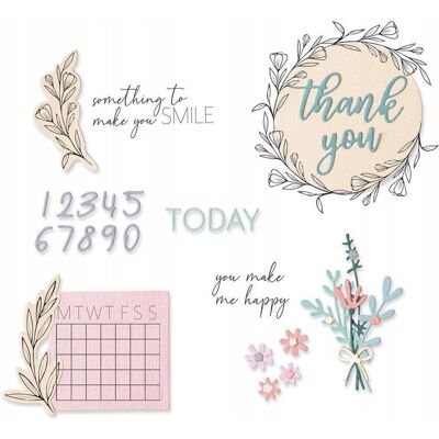 WYKROJNIK do papieru Sizzix Framelits + STEMPEL napisy kwiaty cyfry WYKROJNIK do papieru Sizzix Framelits + STEMPEL napisy kwiaty cyfry