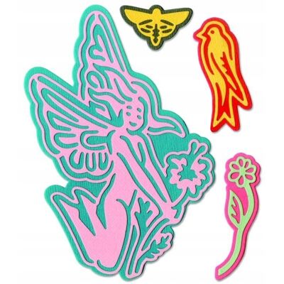 WYKROJNIK do papieru Sizzix Thinlits - Fairy #2 wróżka ważka kwiatek ptak WYKROJNIK do papieru Sizzix Thinlits - Fairy #2 wróżka ważka kwiatek ptak