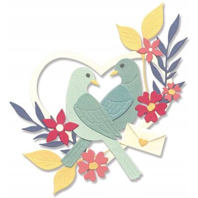 WYKROJNIK do papieru Sizzix Thinlits - Sweet Birds ptaki serce WYKROJNIK do papieru Sizzix Thinlits - Sweet Birds ptaki serce