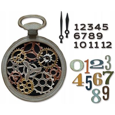 WYKROJNIK do papieru Sizzix Thinlits Vault Watch Gears zegar cyfry trbiki WYKROJNIK do papieru Sizzix Thinlits Vault Watch Gears zegar cyfry trbiki