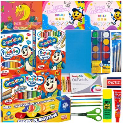 okoffice Wyprawka Szkolna 16 sztuk Bambino Astra Hinol dla Dzieci do Przedszkola Kredki Kleje okoffice Wyprawka Szkolna 16 sztuk Bambino Astra Hinol dla Dzieci do Przedszkola Kredki Kleje