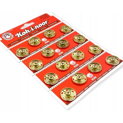 Koh-I-Noor Zatrzaski Metalowe Złote 20.9/20.9mm Karnet 16 Szt Koh-I-Noor Zatrzaski Metalowe Złote 20.9/20.9mm Karnet 16 Szt