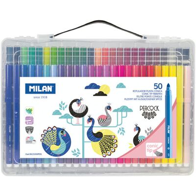 Milan Zestaw 50 Flamastrów Peacock W Plast Wal Milan Zestaw 50 Flamastrów Peacock W Plast Wal
