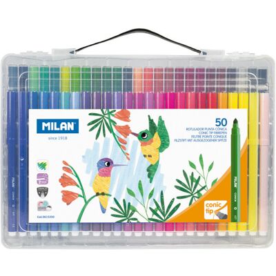 Milan Zestaw 50 Flamastrów W Plastikowej Waliz Milan Zestaw 50 Flamastrów W Plastikowej Waliz