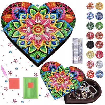 TRS Zestaw 5D Malowanie Po Diamentach Drewniana Szkatułka na Biżuterię Mandala TRS Zestaw 5D Malowanie Po Diamentach Drewniana Szkatułka na Biżuterię Mandala