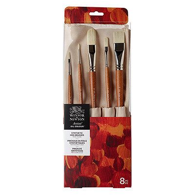 Winsor & Newton Zestaw 8 pędzli Oil Synthetic Hog W&N; + płócienne etui Winsor & Newton Zestaw 8 pędzli Oil Synthetic Hog W&N; + płócienne etui