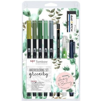 Tombow Zestaw akwarelowy GREENERY 10 elementów Tombow Zestaw akwarelowy GREENERY 10 elementów
