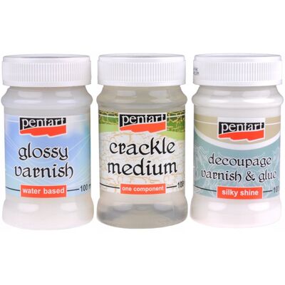 Zestaw do decoupage PENTART 3x100ml lakier klej Zestaw do decoupage PENTART 3x100ml lakier klej