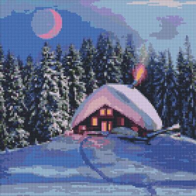 Zestaw mozaiki diamentowej Ideyka - Zasypana śniegiem chata 40x40cm - Sztuka Zestaw mozaiki diamentowej Ideyka - Zasypana śniegiem chata 40x40cm - Sztuka