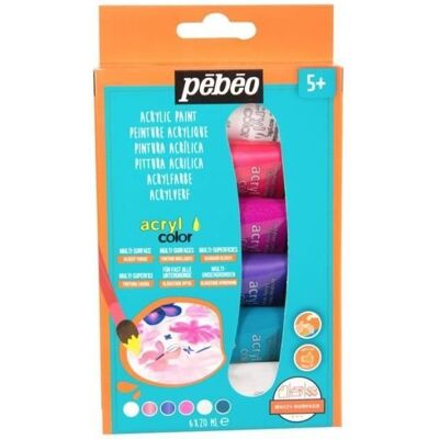 Zestaw farb akrylowych Pébéo - 6 Różowe Kolory - 6 x 20 ml - Materiały artystyczne Zestaw farb akrylowych Pébéo - 6 Różowe Kolory - 6 x 20 ml - Materiały artystyczne