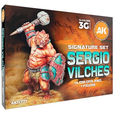 Zestaw farb 3Gen Acrylics Sergio Vilches z figurką, AK Interactive, 14x17ml Zestaw farb 3Gen Acrylics Sergio Vilches z figurką, AK Interactive, 14x17ml