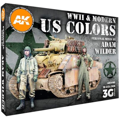 Zestaw Farb 3Gen Acrylics Wwii & Modern Us Colors By Adam Wilder, Ak Interactive, 18X17Ml Zestaw Farb 3Gen Acrylics Wwii & Modern Us Colors By Adam Wilder, Ak Interactive, 18X17Ml