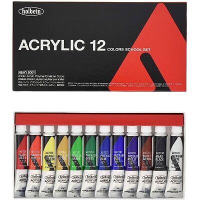 Zestaw farb akrylowych Heavy Body Acrylic 12x12ml Holbein Zestaw farb akrylowych Heavy Body Acrylic 12x12ml Holbein