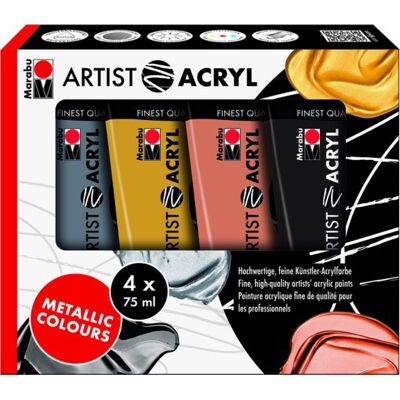 Zestaw farb akrylowych MARABU ARTIST ACRYL 4x75 ml METALLIC Zestaw farb akrylowych MARABU ARTIST ACRYL 4x75 ml METALLIC