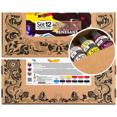 Zestaw farb akrylowych Renesans Maxi Acril 12x60 ml Zestaw farb akrylowych Renesans Maxi Acril 12x60 ml