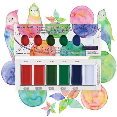 Zestaw farb akwarelowych granulujących 5 kolorów Kuretake Gansai Tambi Granulating Colors Set 3 Zestaw farb akwarelowych granulujących 5 kolorów Kuretake Gansai Tambi Granulating Colors Set 3