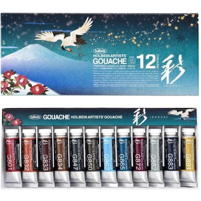 Zestaw farb Artists’ Gouache Irodori Winter 12k Holbein G754 Zestaw farb Artists’ Gouache Irodori Winter 12k Holbein G754